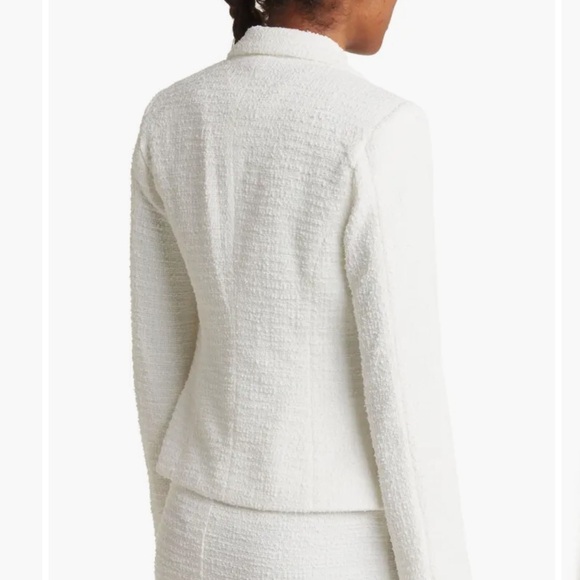 NWT Amanda + Chelsea Bouclé Tweed Jacket in White size XL - Picture 2 of 13